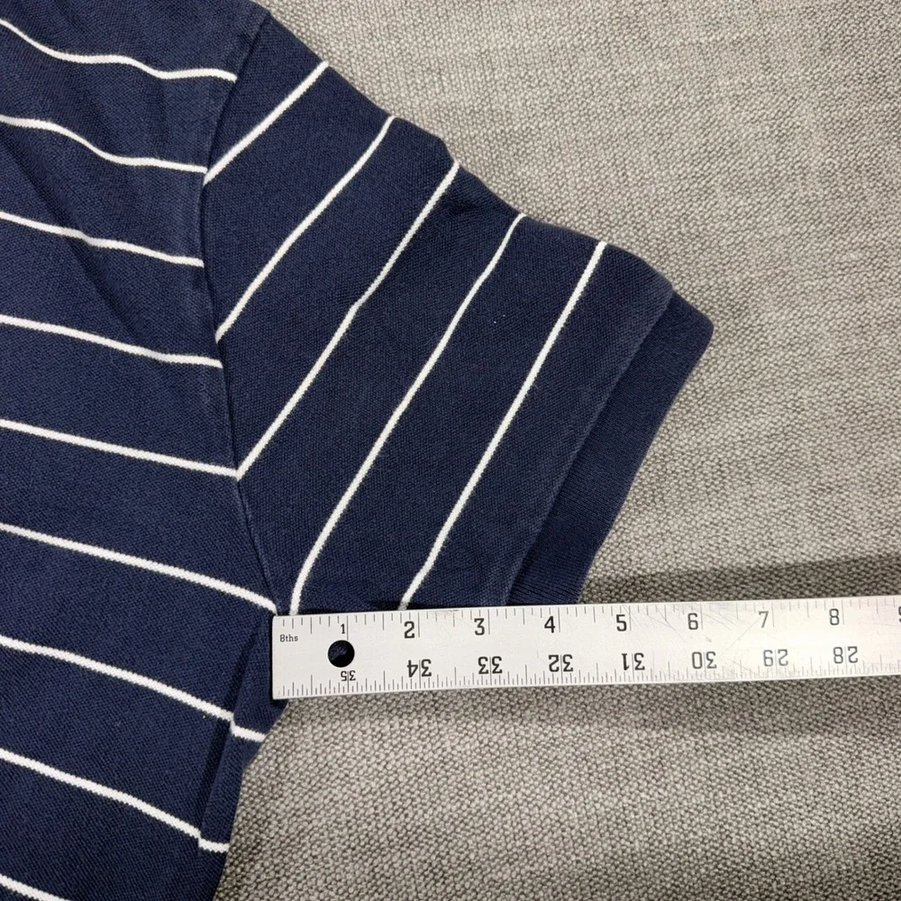 Polo Ralph Lauren Polo Shirt Mens XL Navy Blue Excellent Striped Cotton Pony